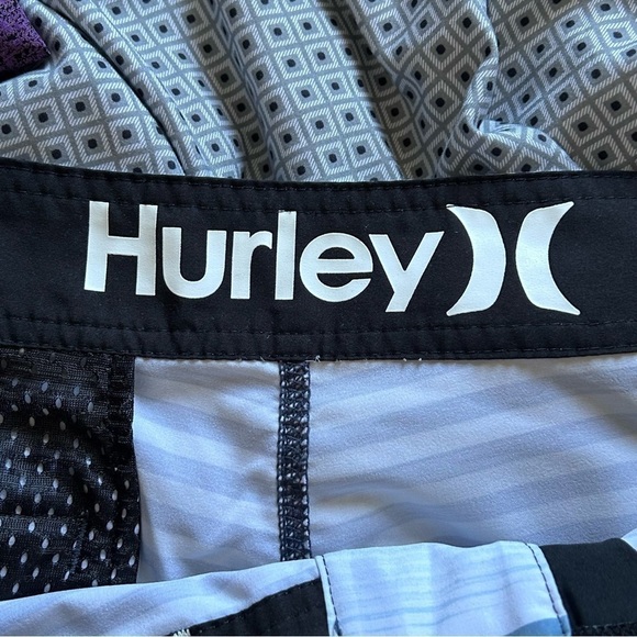 Hurley Men’s Swim Board Swim Trunks 34 Blue White Vacation Beach Pool Surf - Picture 2 of 9